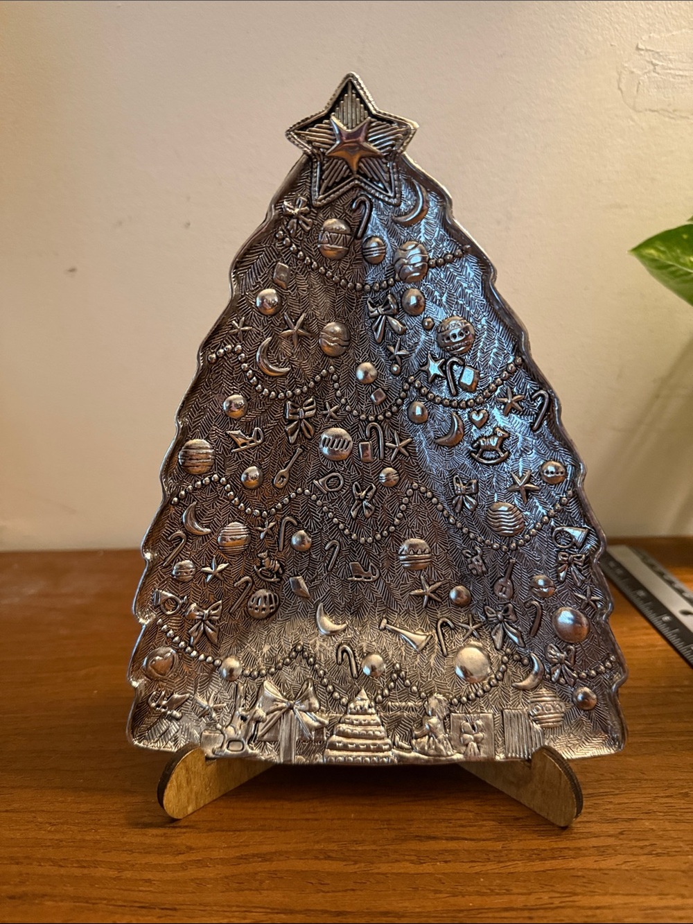 Vintage Silver Plated Christmas Tree Candy Dish